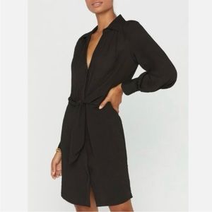 NWT BROCHU WALKER Madsen Shirtdress in Black Onyx Size L